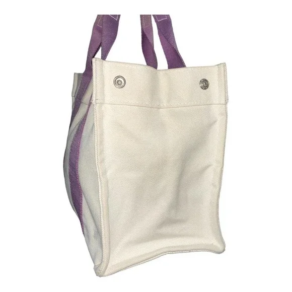 Hermes Bora Bora Canvas Tote Bag Ivory Purple - Picture 5 of 15